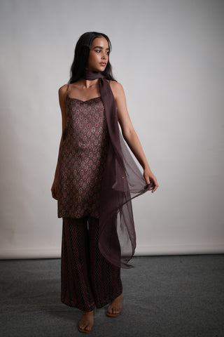 Mauve Ajrakh Kurta Set