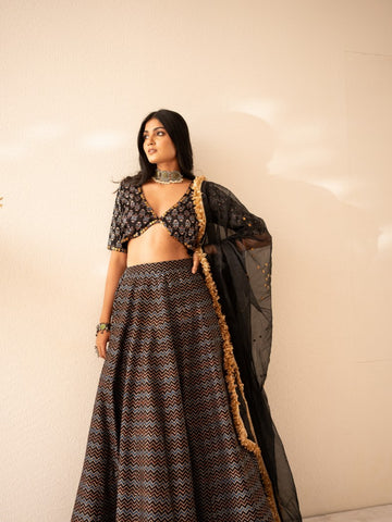 Ajrakh Lehenga Set