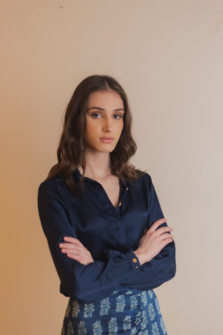 Blue Satin Shirt