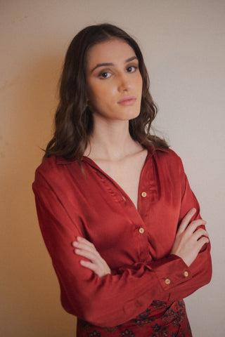Maroon Satin Shirt