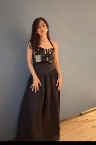Black linen skirt