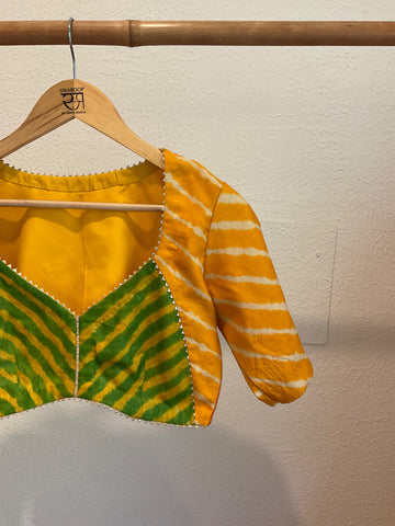 Green & Yellow silk Blouse