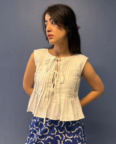 Pleated white top