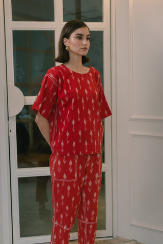 Red Ikat co-ord Set